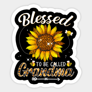 Blessed To Be Called Grandma Leopard Sunflower And Bee Sticker